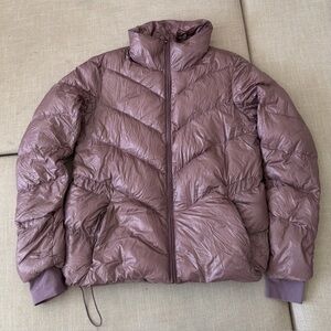 Athleta Lofty Down Puffer Jacket Metallic Purple Lightweight Packable